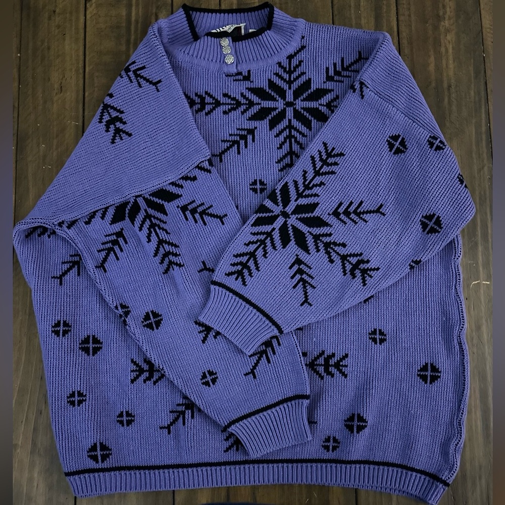 Cozy Purple Snowflake Crewneck Sweater